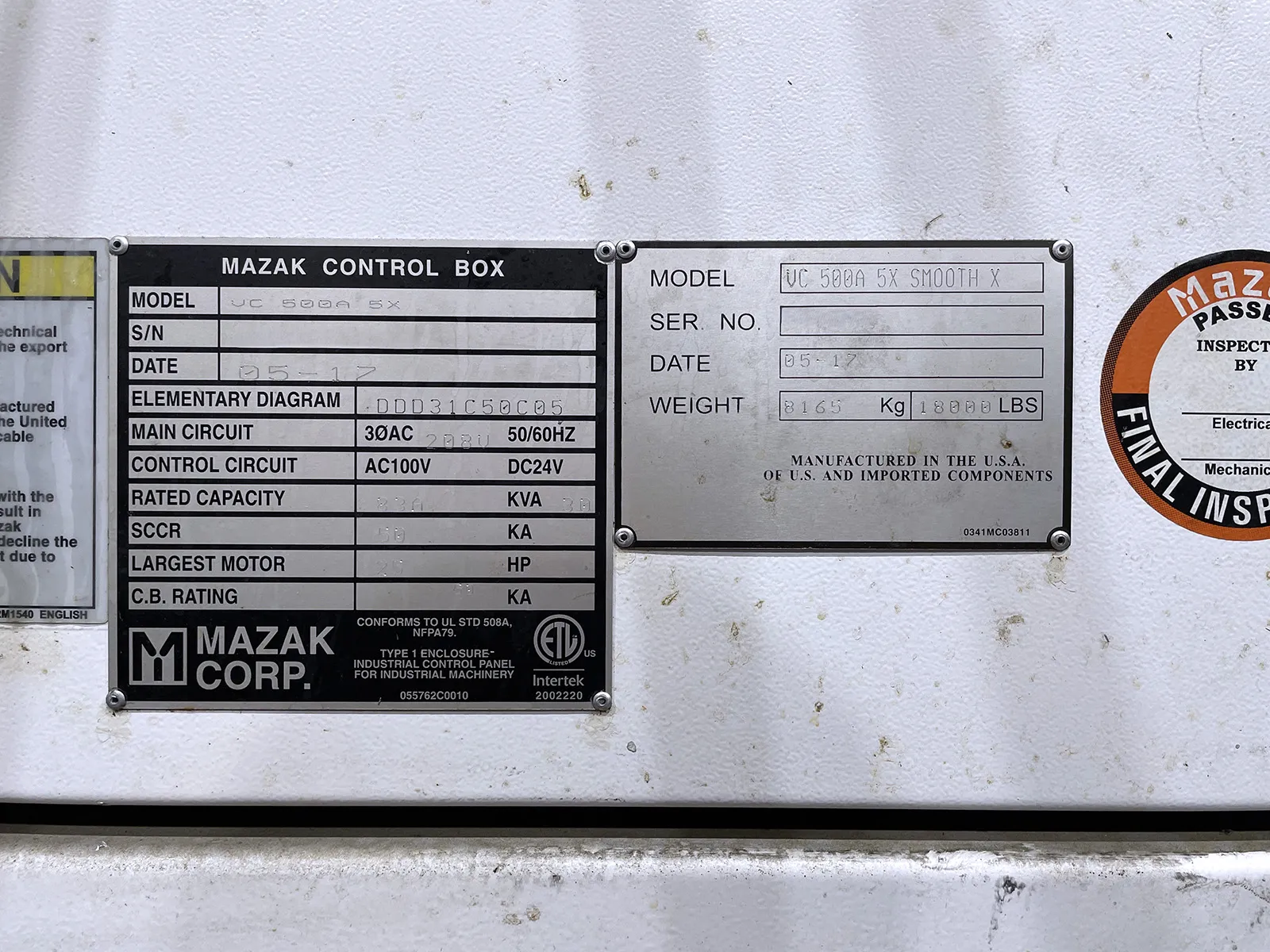 Mazak VC 500A 5X Smooth X_3759061