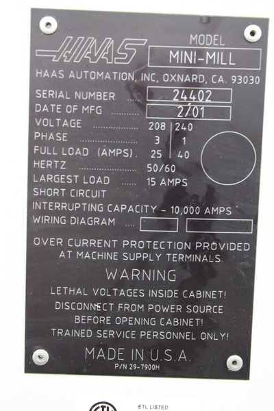 Haas Mini Mill 2001 1