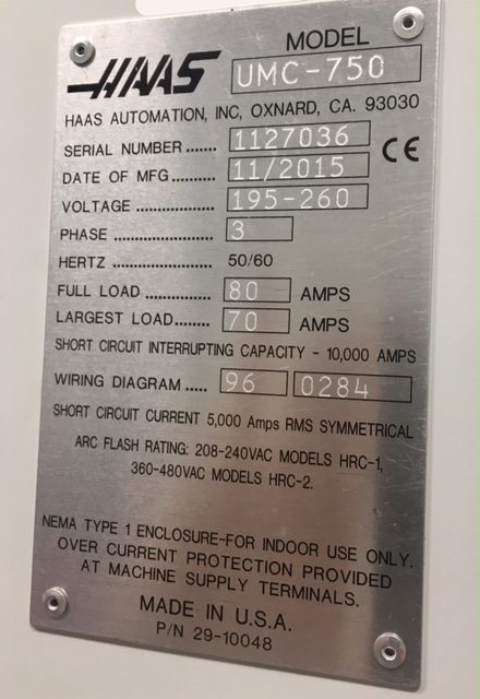 Haas UMC-750 2015 2