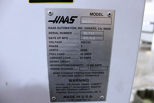 Haas Super Mini Mill 2003 2