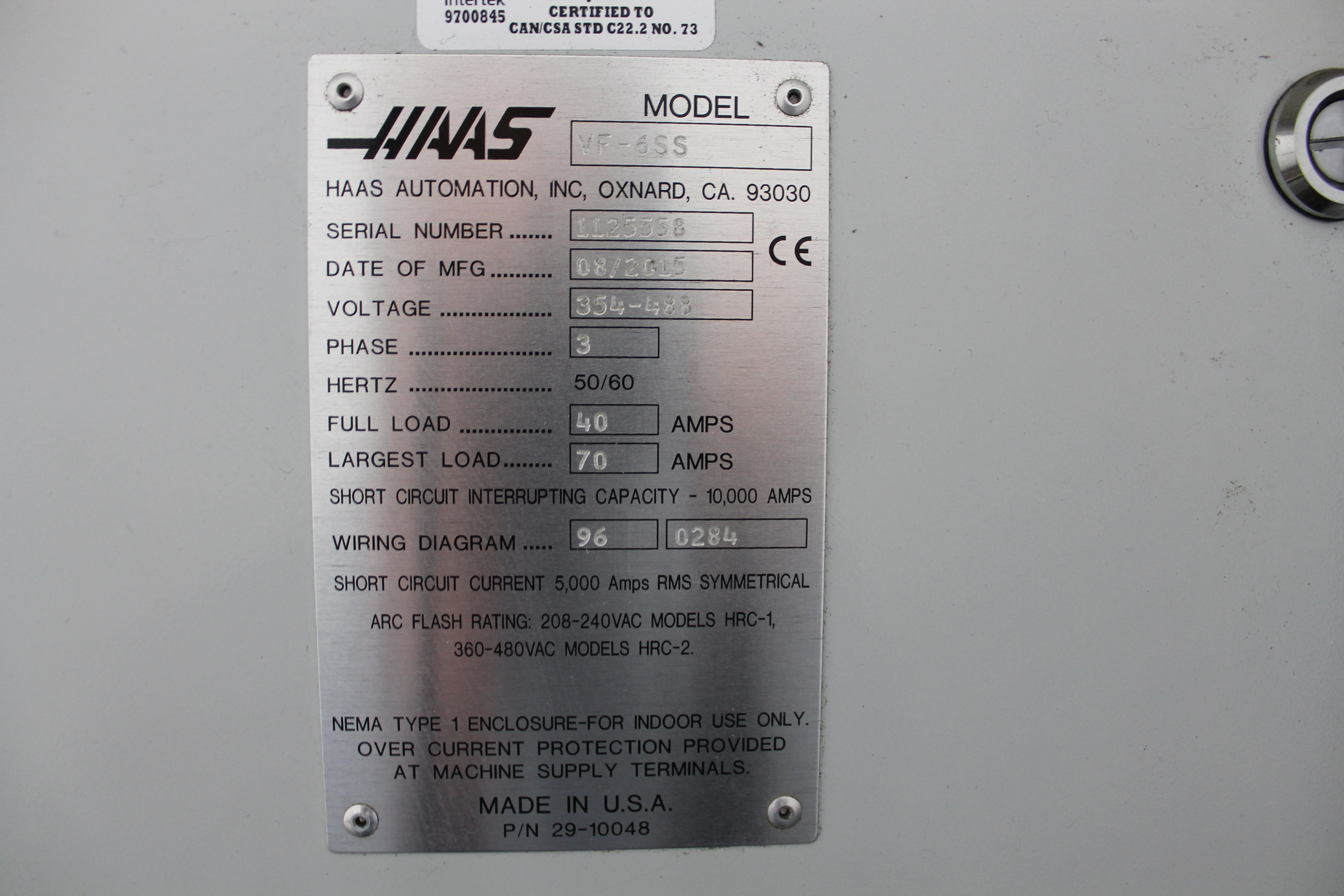 Haas VF-6SS 2015 / 08 2