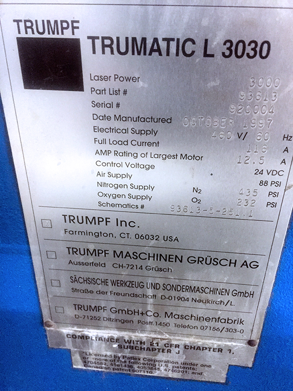 Trumpf Trumatic L3030 1997 2