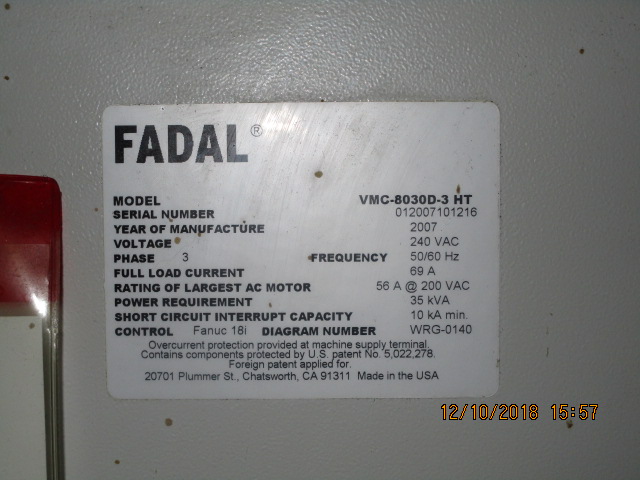 Vertical Machining Center Fadal 8030 HT 2007 1