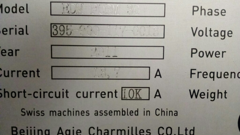 Sinker EDM Charmilles Form 30 2011 1