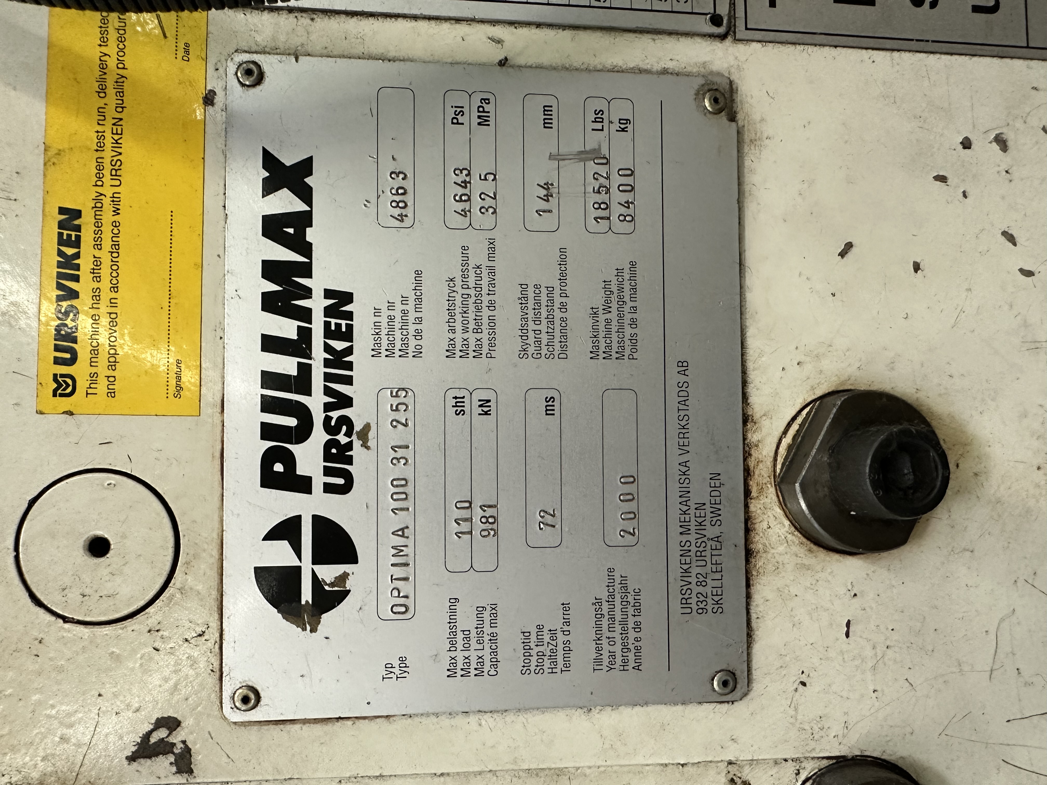 Ursviken Pullmax Optima 100 31 255 2000 1