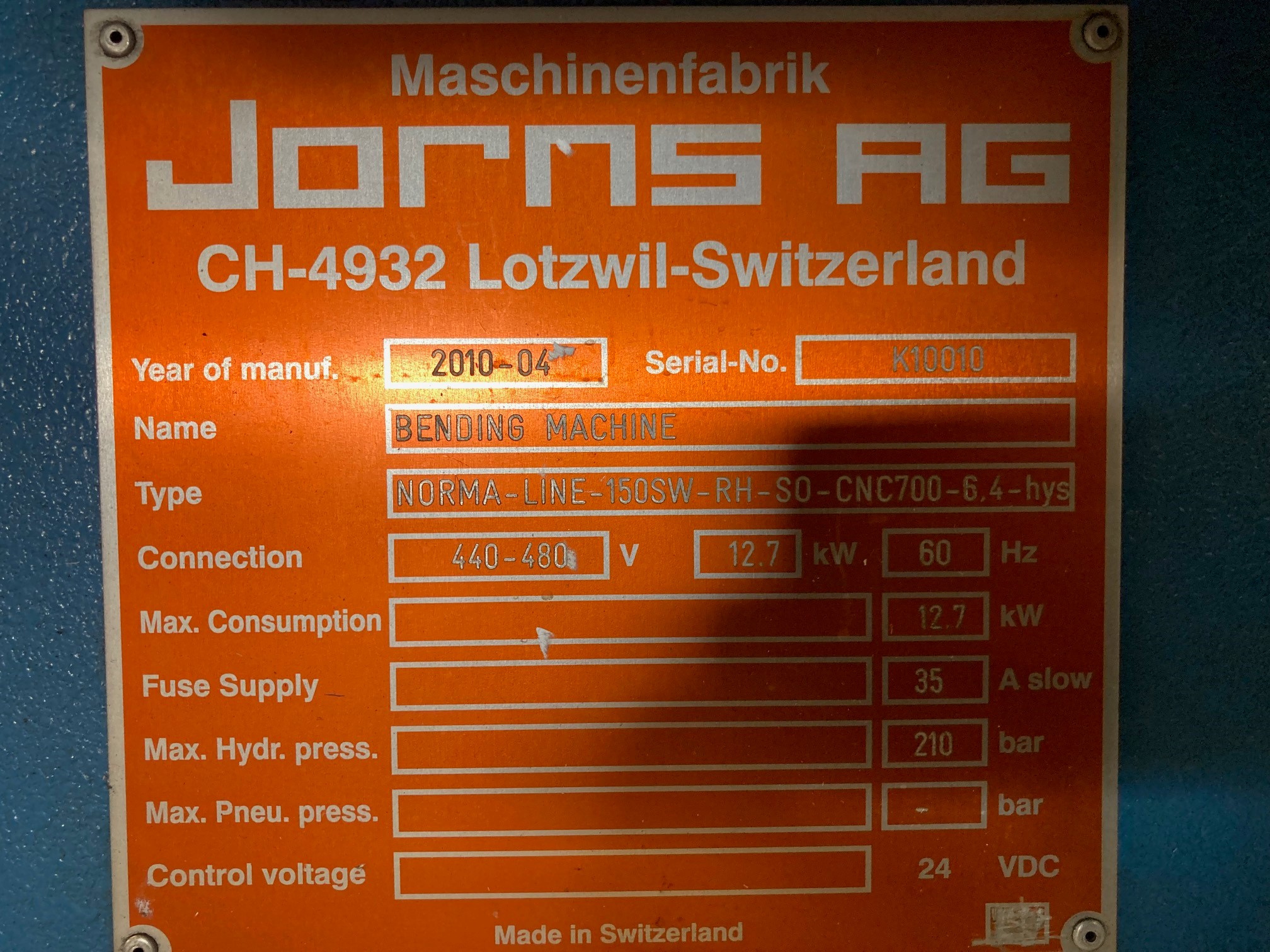 Folding Machine Jorns NORMA-LINE-150SW-RH-SO-CNC700-6.4-hys 2010 1